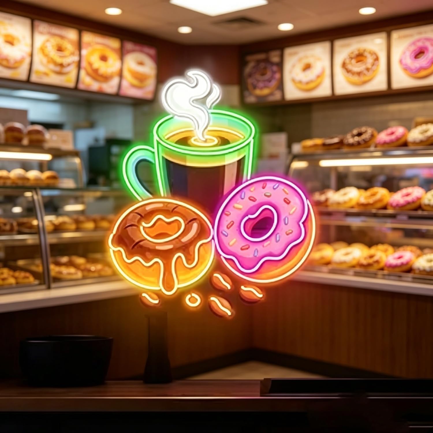 Commercial Kitchen Walls - Lampu Neon LED Bentuk Donat, Ditenagai