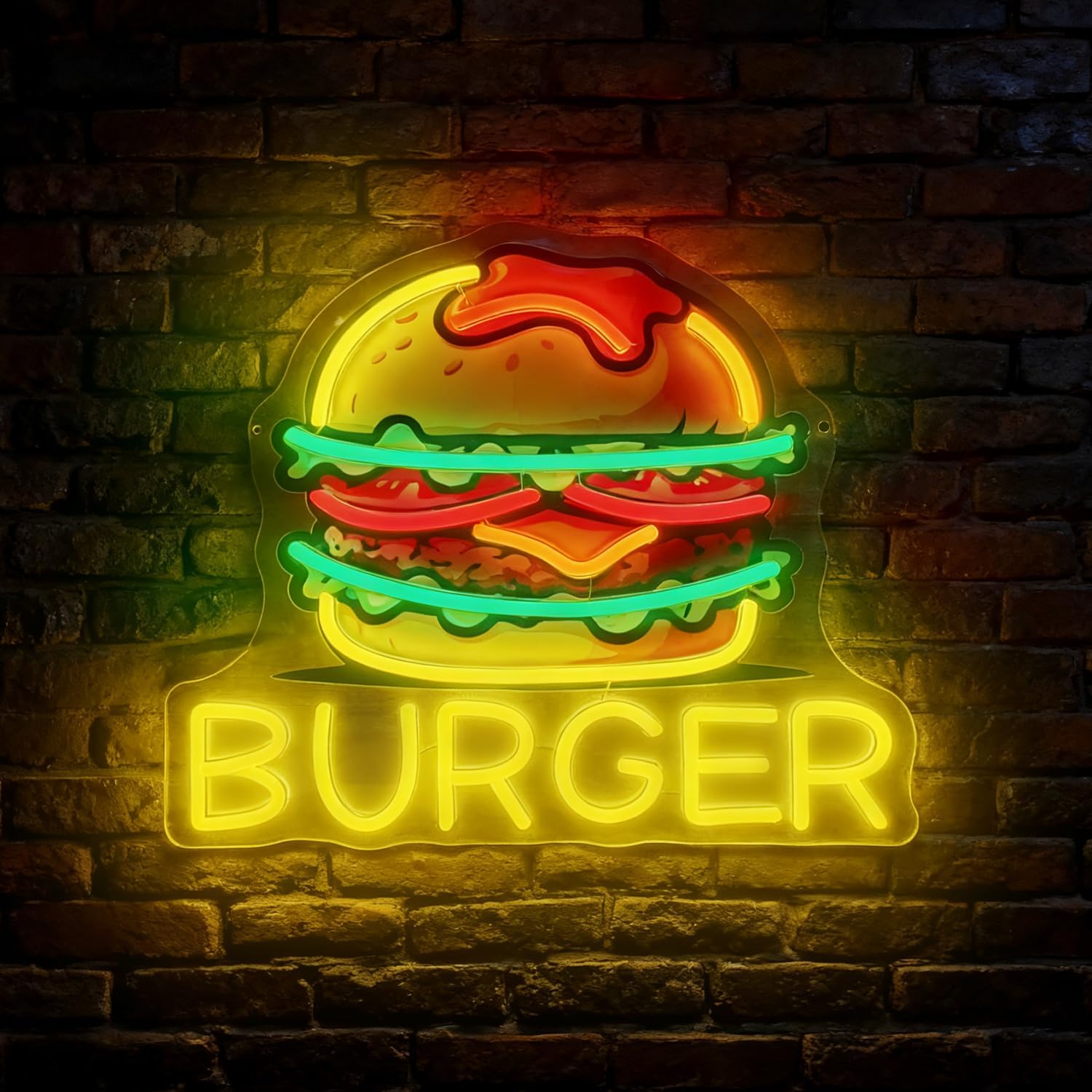 Commercial Kitchen Walls - Tanda Neon Burger, Tanda Hamburger LED