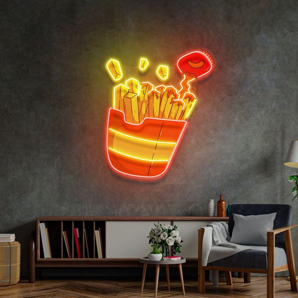 Commercial Kitchen Walls - Tanda Neon kentang goreng kustom untuk
