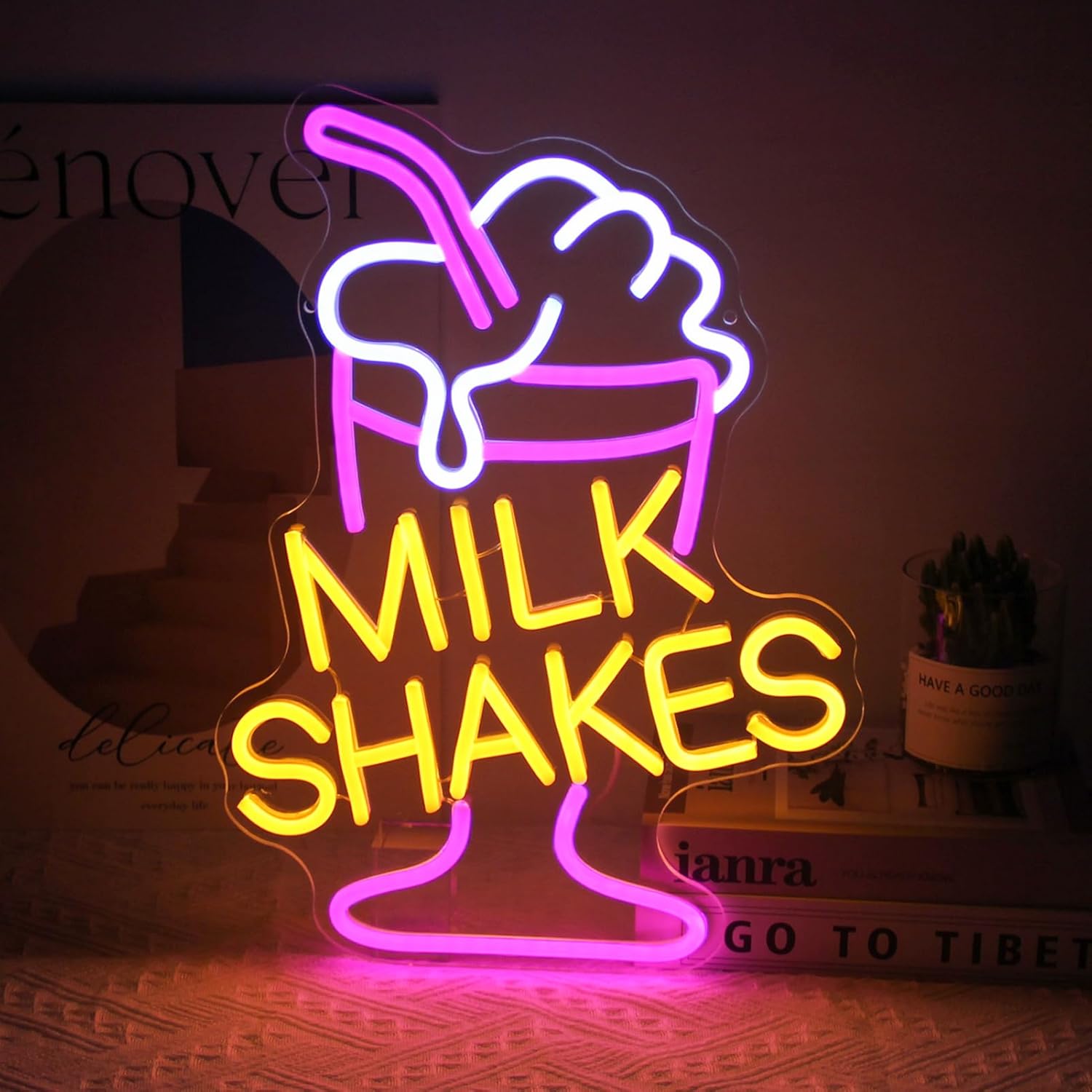 Commercial Kitchen Walls - Lampu Neon Milk Shake LED Hiasan