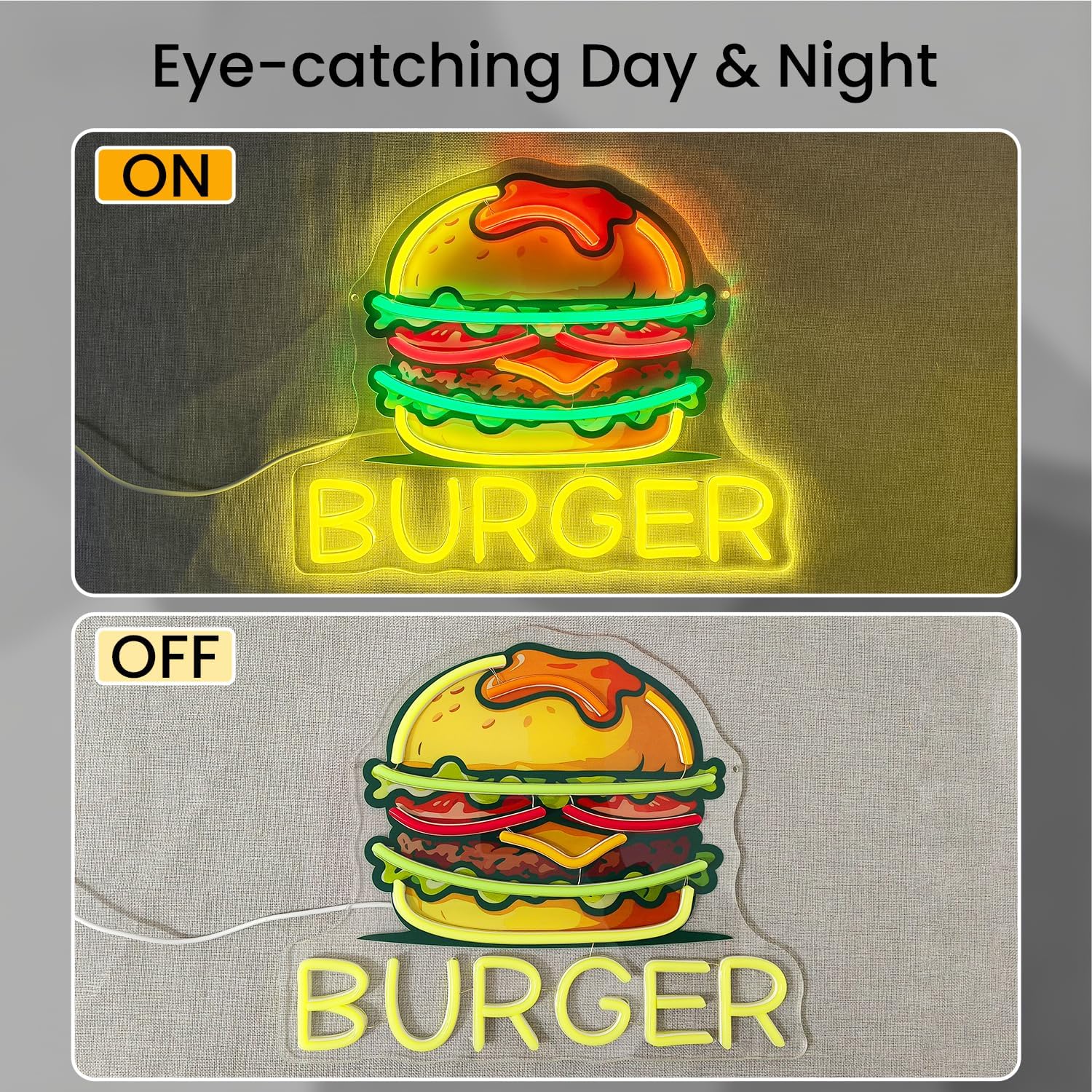 Tanda Neon Burger, Tanda Hambu - Commercial Kitchen Walls ulasan dan harga