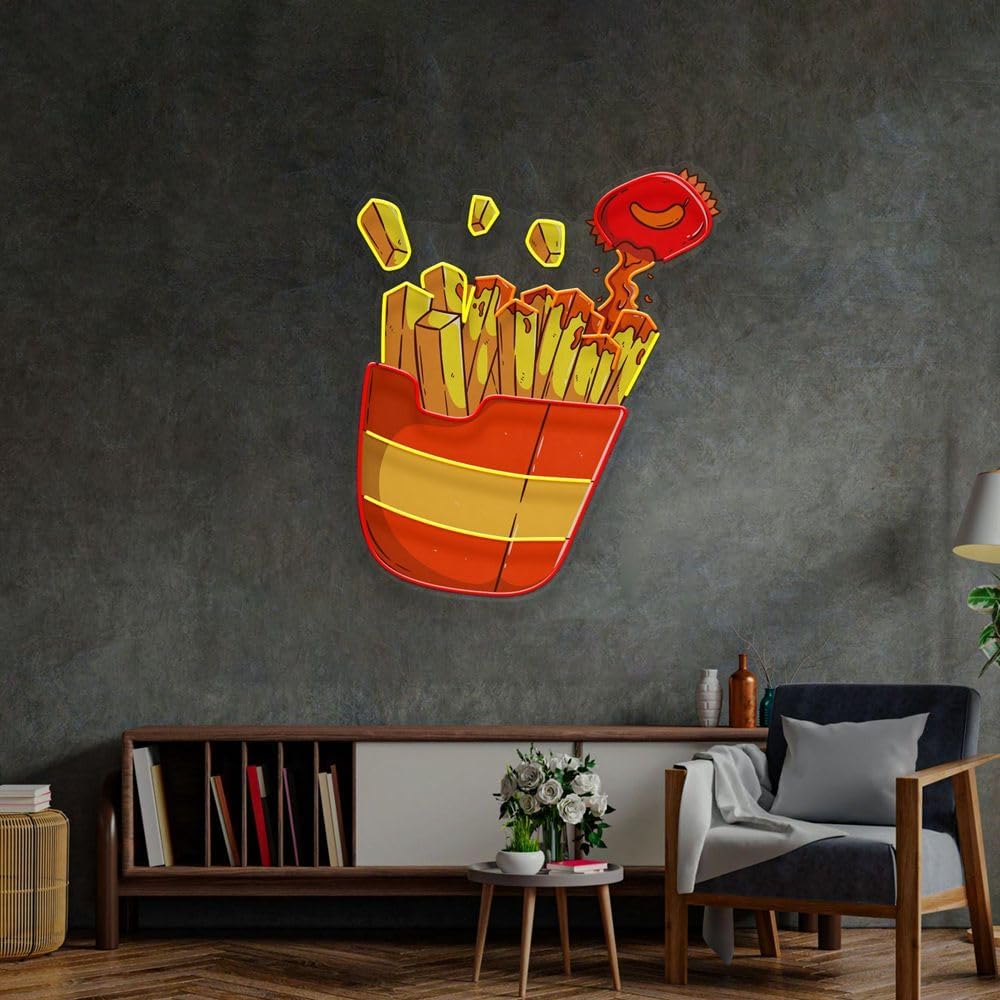 Tanda Neon kentang goreng kust - Commercial Kitchen Walls ulasan dan harga