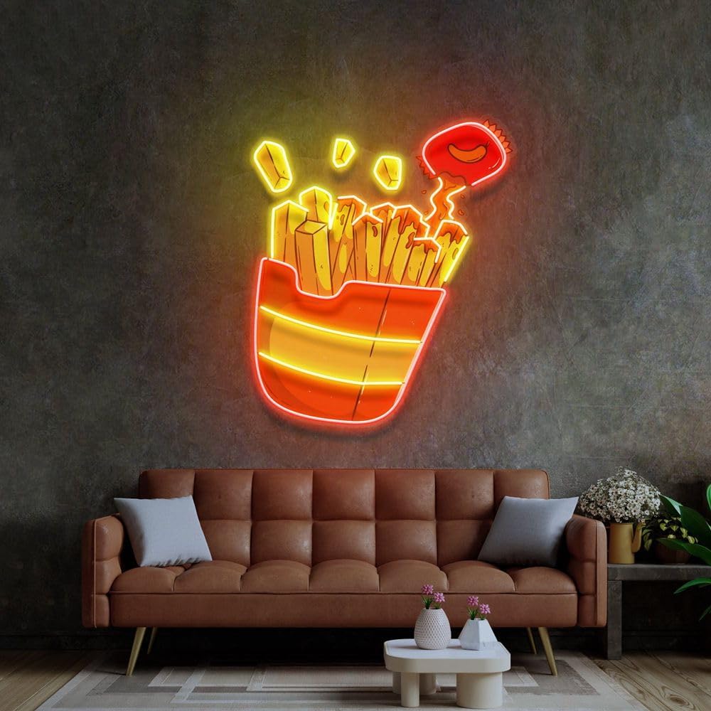 Tanda Neon kentang goreng kust - Commercial Kitchen Walls ulasan dan harga